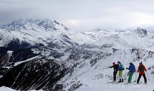 Guide Franz Perchtold points out a few of the stunning peaks around Mont Blanc.