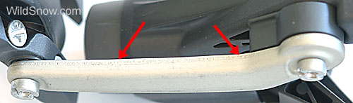Stronger pivot bars for 04/05, arrows point to evidence of mold modification to allow manufacturing with more material. 