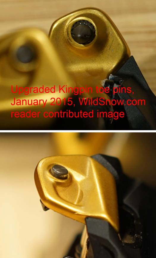 Marker upgraded toe pins began shipping around January 22, 2015 and are easily identified by visible differences.