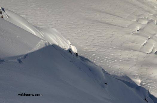 After a few ski cutting turns, this is the lower part of the run as the face went into the shade.