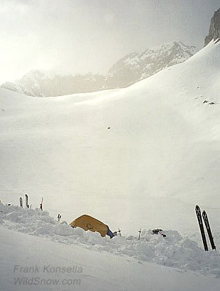 Camp in Pierre Basin below east face of Capitol Peak.