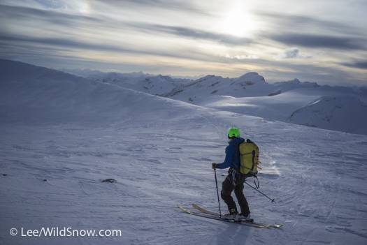 We took Lou Dawson’s ‘Wild Snow’ suggestion and skied up Mount Gordon for sunset. Though not very challenging, this has got to be one the most beautiful places I have ever skied.