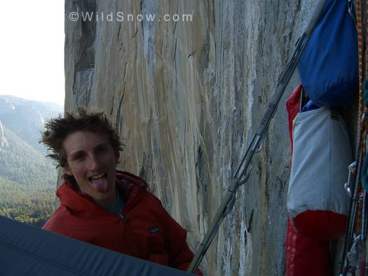 Hayden Kennedy stoked to the moon on the North America Wall of El Cap.