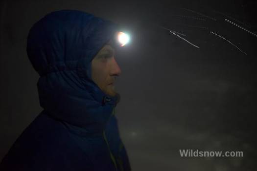 Jason having an existential experience with snowflakes giving us insight to the flickering of an LED headlamp.