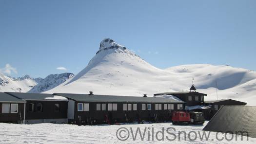 This wing of the lodge is where most beds are.  Peak behind is "Church Mountain" and obviously popular for various goals.