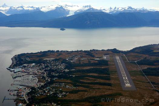 Flying low over Petersburg, AK, looking towards to the US-Canadian border.