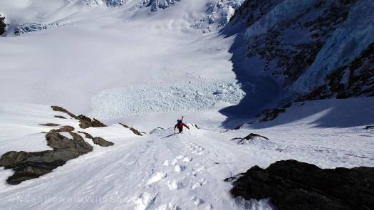 Steep couloir entry onto Dixon.