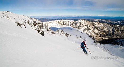 Skiing with views of the surrounding foothills