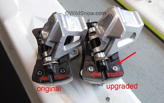 Original Speed Radical to left, upgrade to right can be identified by slightly larger and shiny screws.