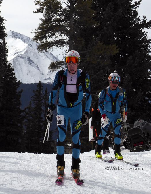 2016 Power of Four winners John Gaston and Max Taam at the last transition, 'Gondeback' on Aspen Mountain.