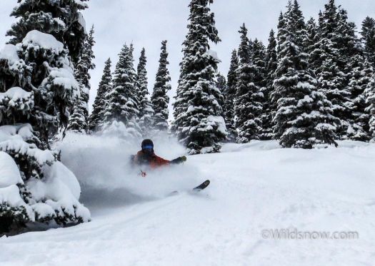 Matt finds deep snow on Saturday. It rained on Friday, so I wasn't expecting much, but the foot of light pow exceeded expectations. 