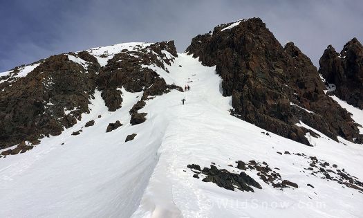 Looking up at the Lavender Couloir towards the summit.