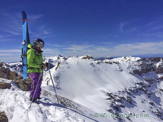 The DPS Wailer 106 Tour1 traveling light with me to a summit near Telluride, Colorado. From 13,442 feet at the top all the way down to 8,750 feet in Telluride, I was able to ski everything from untouched powder to tracked sun-baked crust.