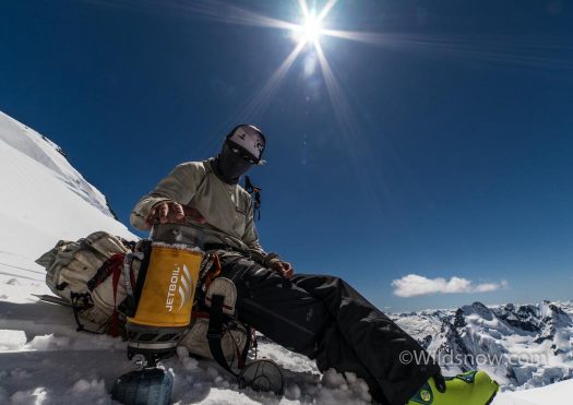 Brewing hydration before our climb up Cerberus