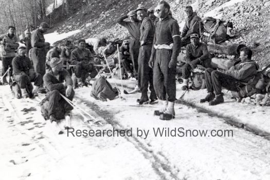 Original Trooper Traverse 1944, soldiers on the Red Mountain road getting set to head down into Aspen.