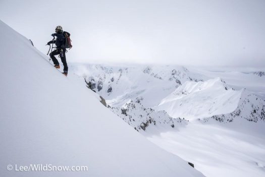 Joe enjoying awesome mountaineering conditions before the cloud celling dropped.