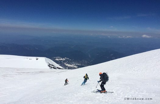 Skiing of the summit - excited for 9k of soft corn!