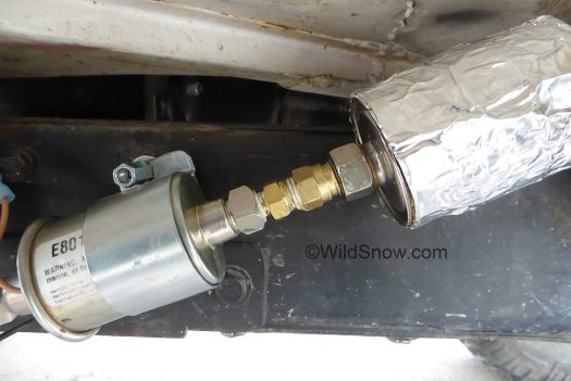 Hardline fitup between filter and fuel pump using the 3/8 flare and a step-down to 1/8 NPT.