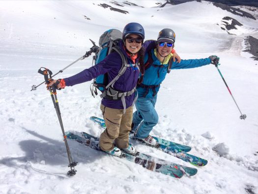 One ingredient to a fun day is wearing the proper clothing.  Krystin and Julia happy in Arcteryx Atom SL.