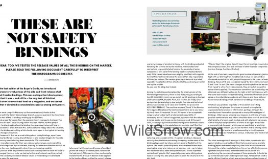 Skialper Magazine Buyer Guide, binding testing and safety information pages 338 339.
