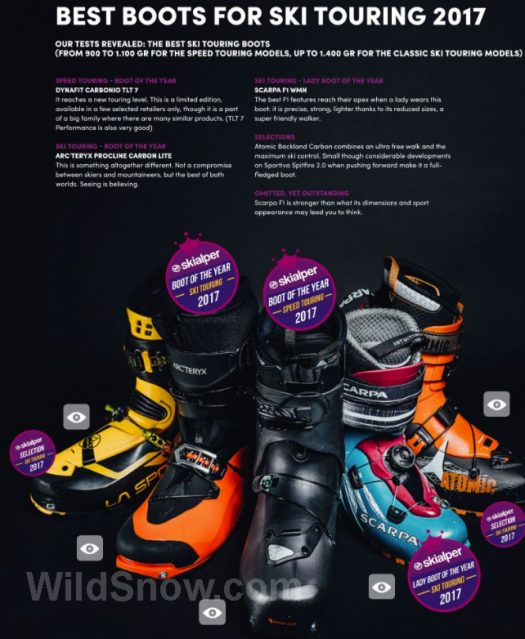 Check out this year winner boots, 'Ski Touring' category. The two most innovative shoes out there win the prize.