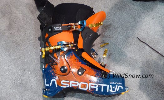 New Sportiva Synchro available fall of 2017 has solution for stiff tongue in touring mode.