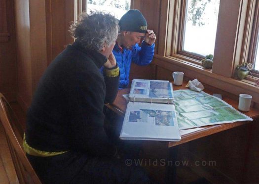 Checking out the run maps with Brad - the guy who's probably skied everything.