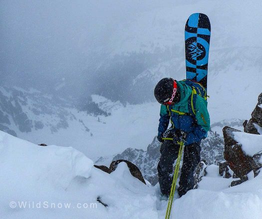 Rappelling in hardboots isn’t necessarily worth noting, but the ascent to this point required movement through a variety of conditions, which ultimately required crampons.