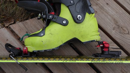 The heel lifters have a number of height options, heel flat on ski but of course.