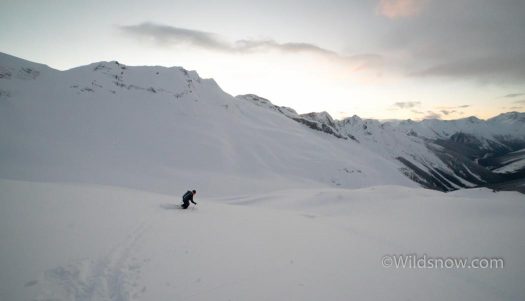 Our first evening at Asulkan, enjoying the fluffy low angle pow.