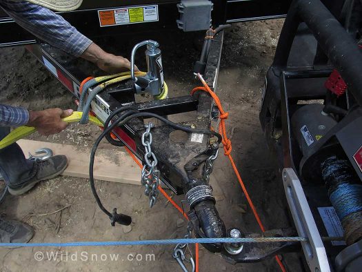 Rigging. Safety belay lines were attached as soon as the trailer came off the truck hitch.