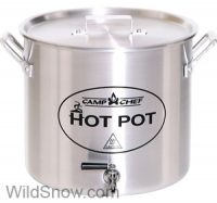 Hot water pot with spigot, 5 gallons.