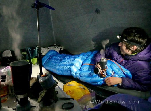  Waking up at 4am in the Beartooths early April with Beau Fredlund, Kt Miller, and Nick Webb. I rolled the dice and brought Patagonia 30* Down Bag bag with a floor-less mega-mid.