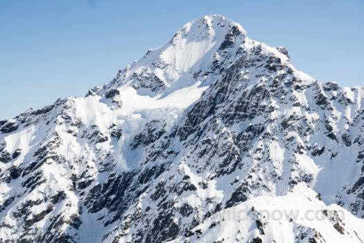 The gnarly south face of Mt. Sibbald. Our original plan was to ski the more mellow northwest side.