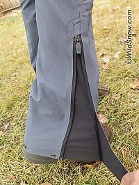 Pants fit over boots easily with the ample zippered opening.