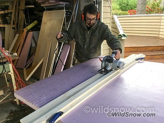 I used a few different methods to cut the foam. One of the best methods is to use a metal cutting blade in a circular saw. Since there aren't any teeth it doesn't create much dust, but cuts easily; the friction of the blade melts through the foam