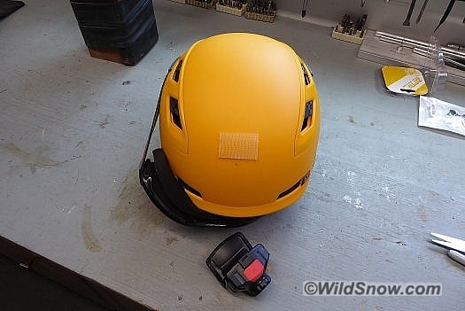 On the ski touring helmet.  This Salomon MTN Lab helmet is the closest thing I could get to SAR color.