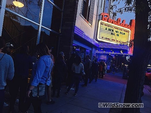 Audience members eagerly line up early outside Boulder Theater for MSP's "All In"
