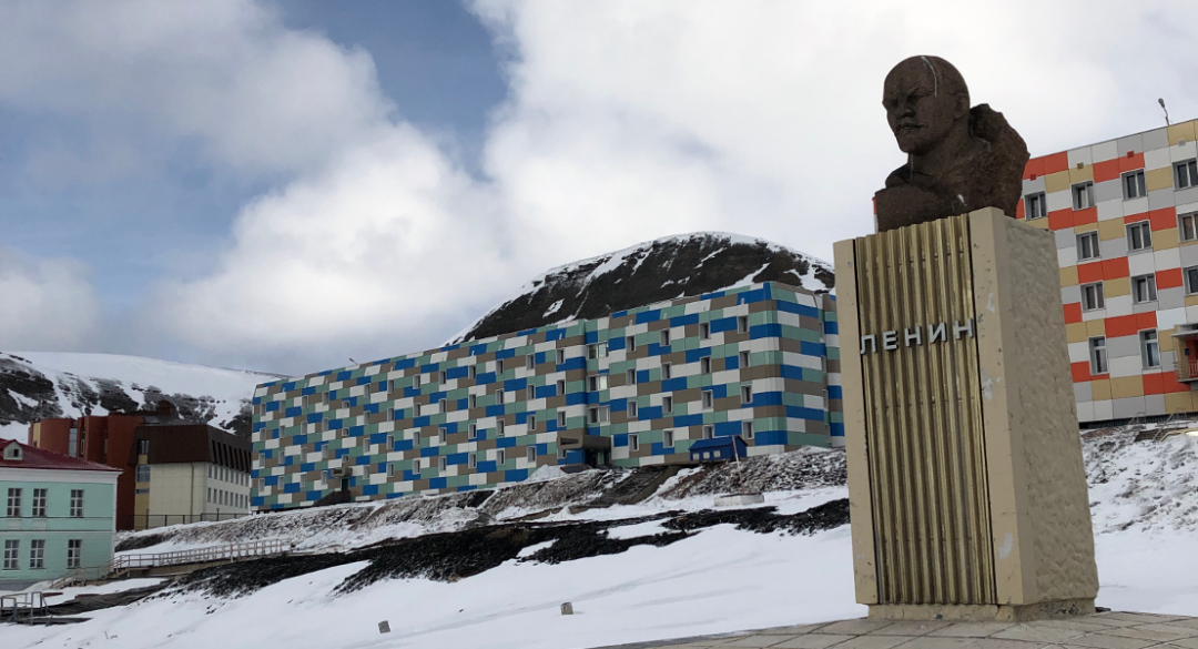 The bust of Lenin watches over a nearly deserted Svalbard village.