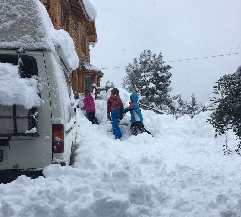 Kids taking advantage of perfect snowball snow in what used to be a driveway. Photo: Andy Sovick