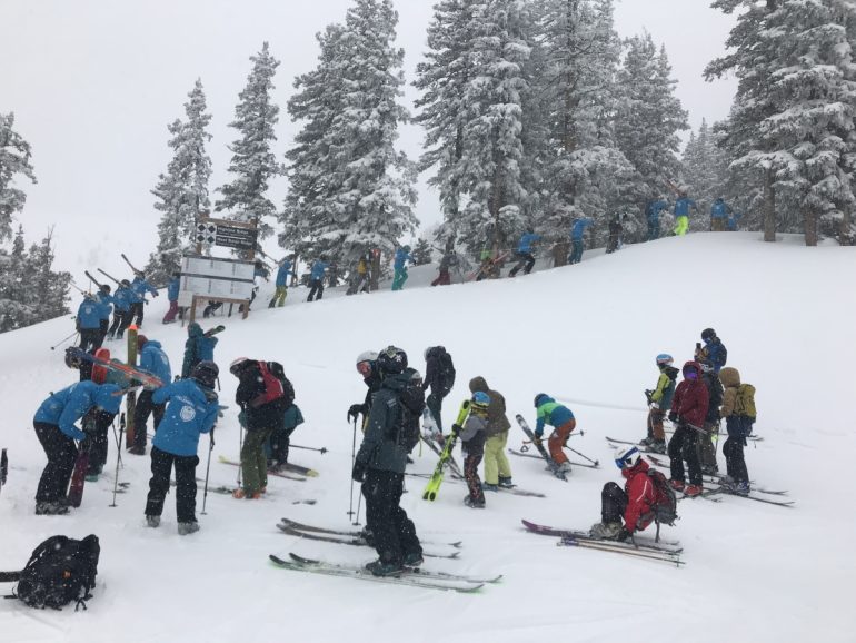 The next generation of telemark skiing devotees at a youth competition in Taos.