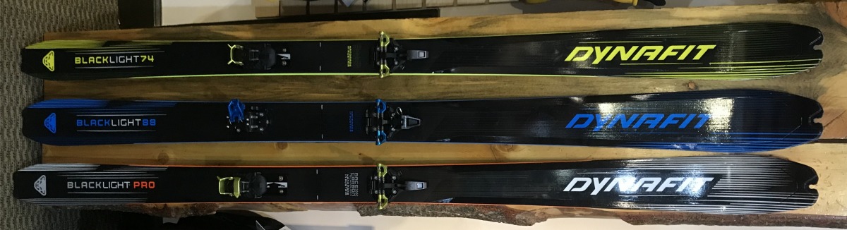 A small sampling of Dynafit's new Blacklight ski line: 74 top, 88 middle, Pro bottom.