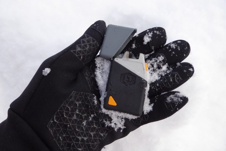 Sparkr Mini plasma lighter, works after a dip in the snow.