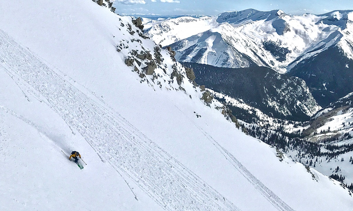 The remote west face of Snowmass Peak, Mountain Flow all temp did well in the sticky hot-pow