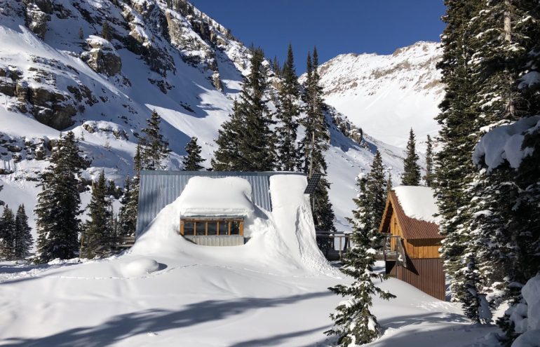 The snowbound Tagert Hut. 