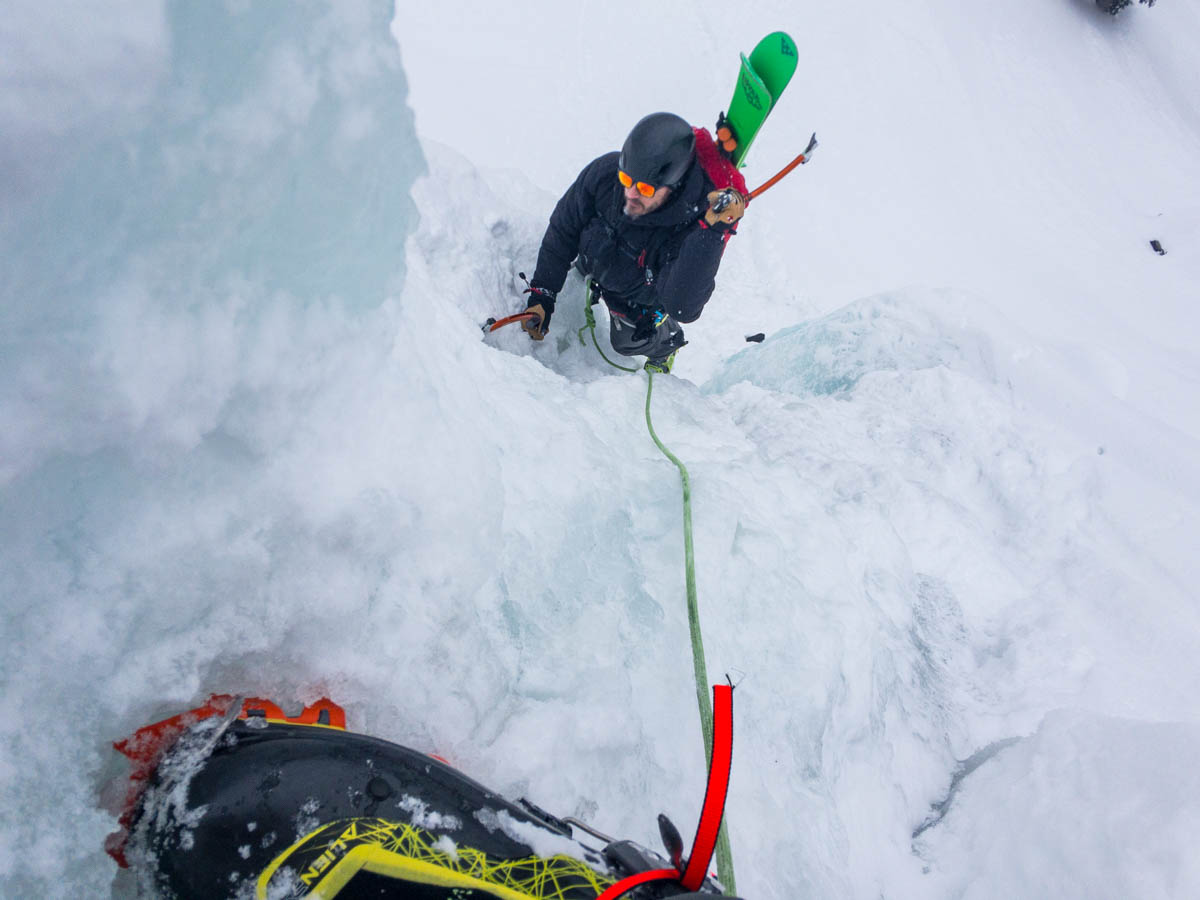  Ice climbing instruction for ski mountaineering in the Tetons, WY. February 2018