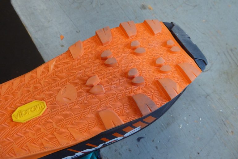 The extreme low-density sole has a sparse lug layout that'll wear fast if you do much hiking sans skis.