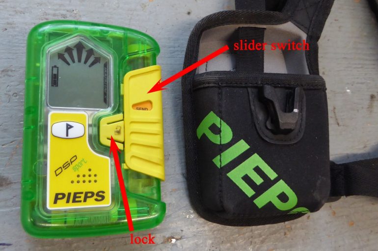 The object at hand, Pieps DSP Sport avalanche beacon transceiver.