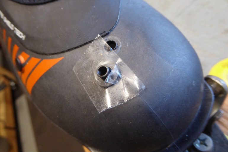 Before inserting chicago-screw from inside shell, apply a layer of double-sided tape. 