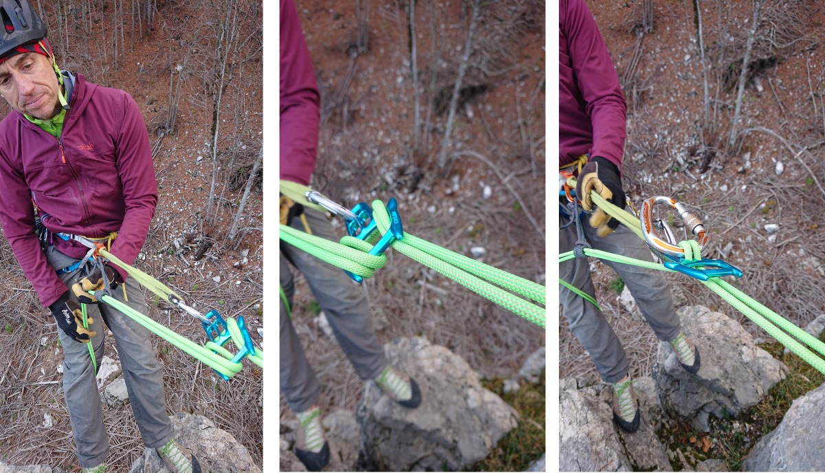 Rappelling through the two vertical slots on the Mago 8 offer enough friction, but less twisting. Rappelling with Mago 8 in figure mode: The Mago 8 offers plenty of friction when lowering or rappelling in “figure 8” mode and using the extra “horns.” 